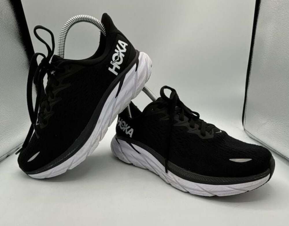 Hoka Clifton 8 Running Shoes Black and White